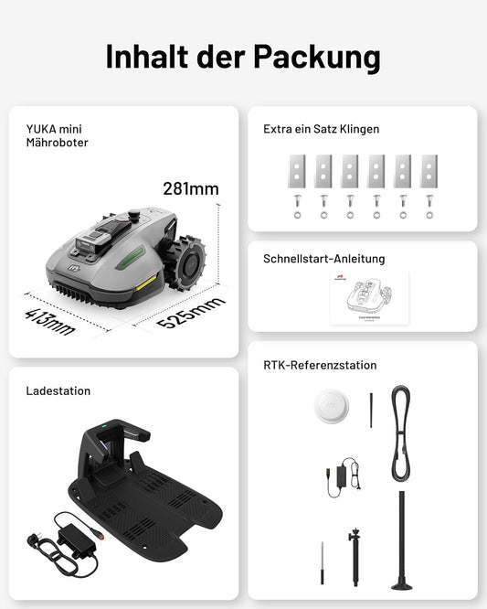 MAMMOTION YUKA Mini 700 Mähroboter ohne Begrenzungskabel,Empf. 700 m², NetRTK+Vision Rasenmäher Roboter, KI Smarte Hindernisvermeidung