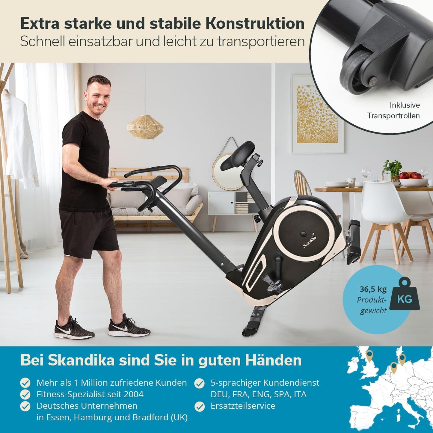 Skandika Ergometer Morpheus – Bluetooth Fitnessbike mit Puls