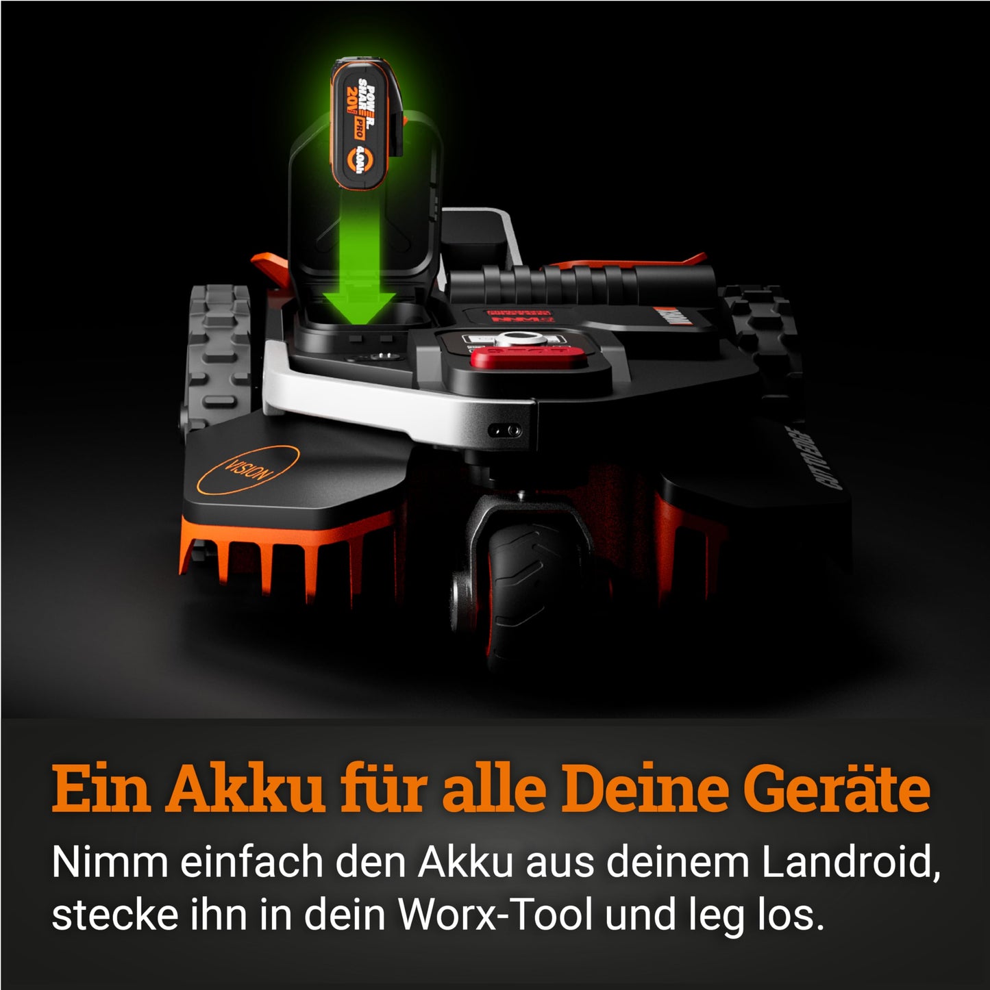 WORX Landroid Vision S250 WR202E - Mähroboter ohne Begrenzungskabel für Gärten bis 250m², AI Rasenmäher Roboter (WLAN & Bluetooth, aktive Hindernisvermeidung mit KI-Technologie, Igelschutz)