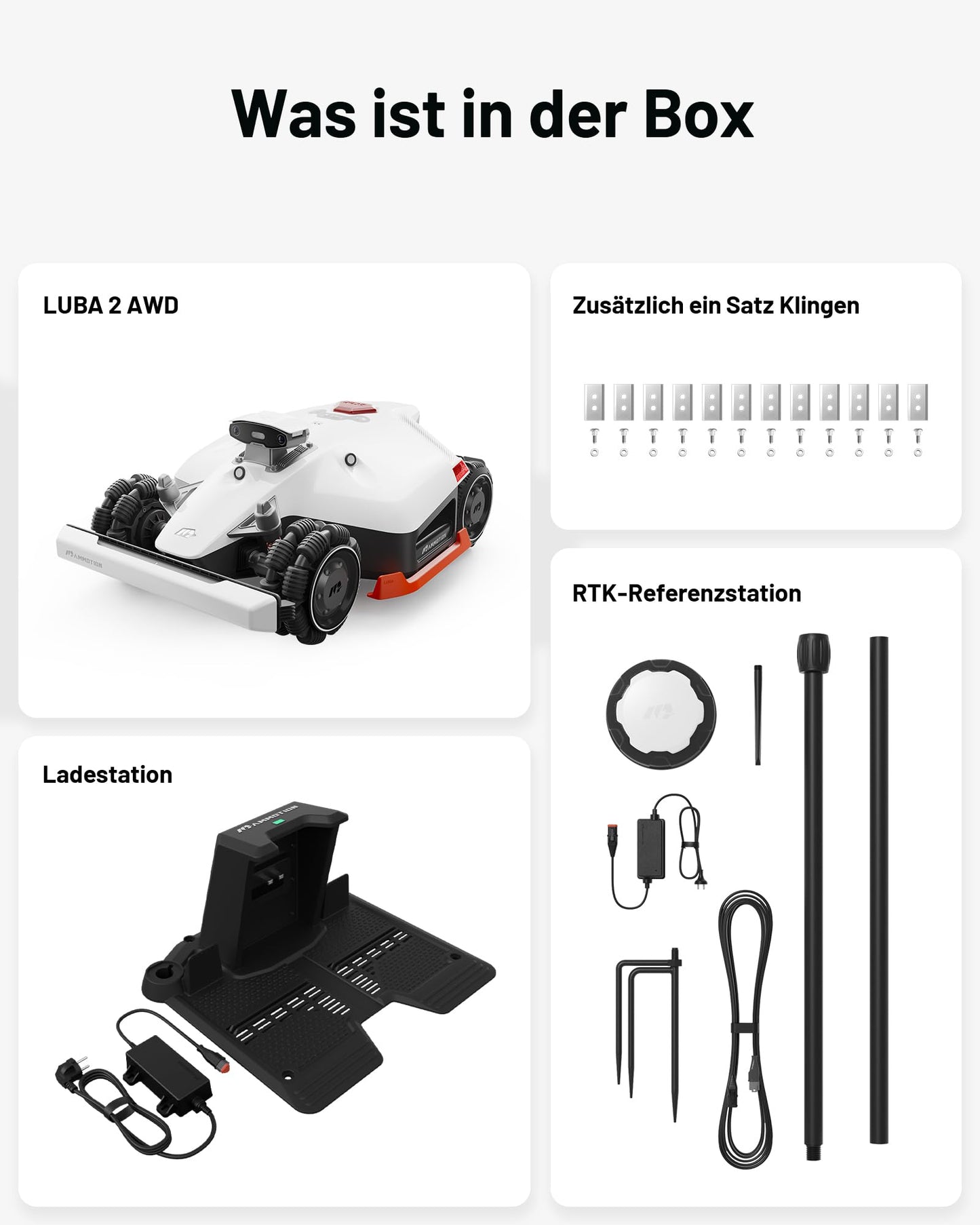 MAMMOTION LUBA 2 AWD 3000X Mähroboter ohne Begrenzungskabel, NetRTK+Vision, Keine RTK-Antenne erforderlich, Auto-Kartierung