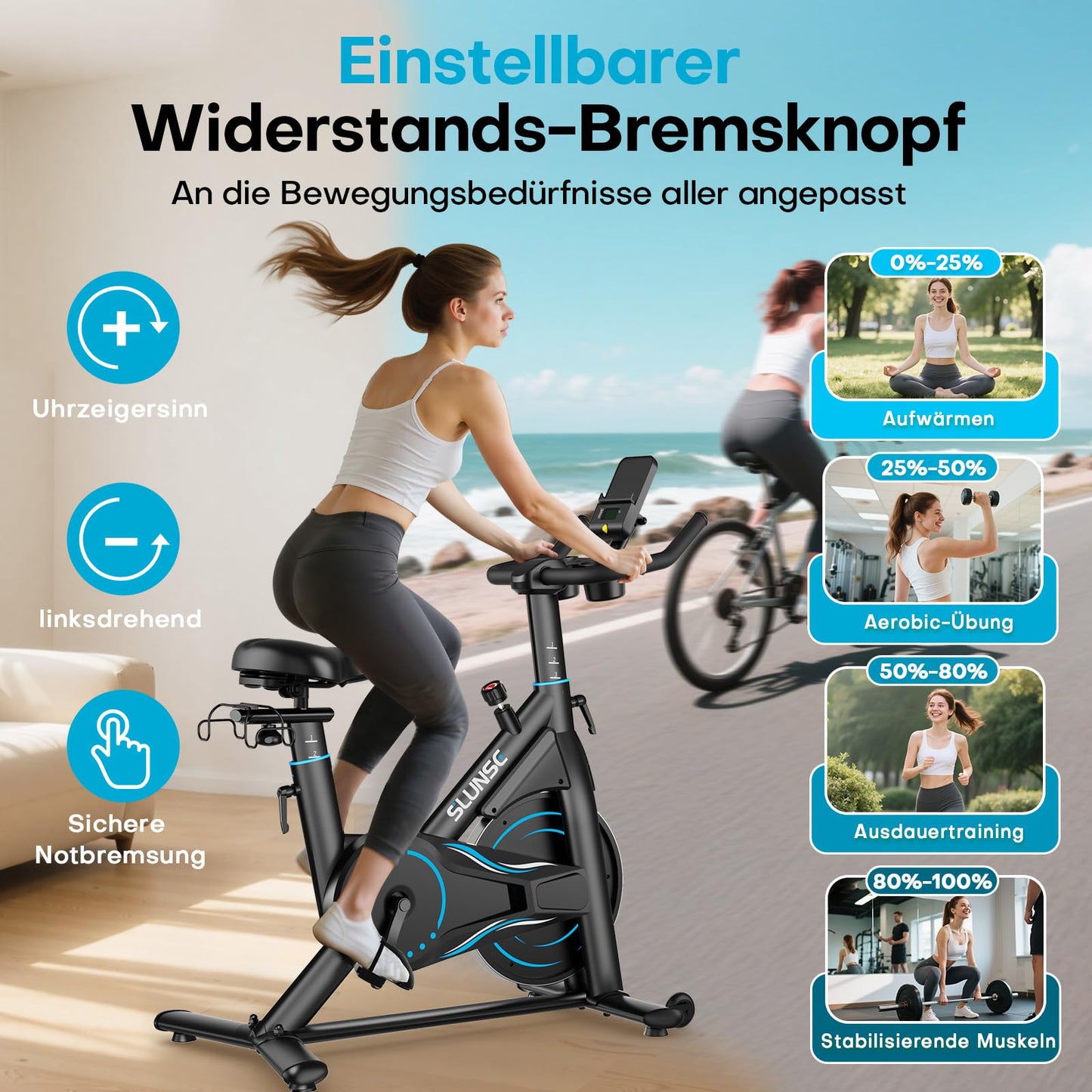 SLUNSE Heimtrainer Ergometer – Leise mit App & Magnetwiderstand