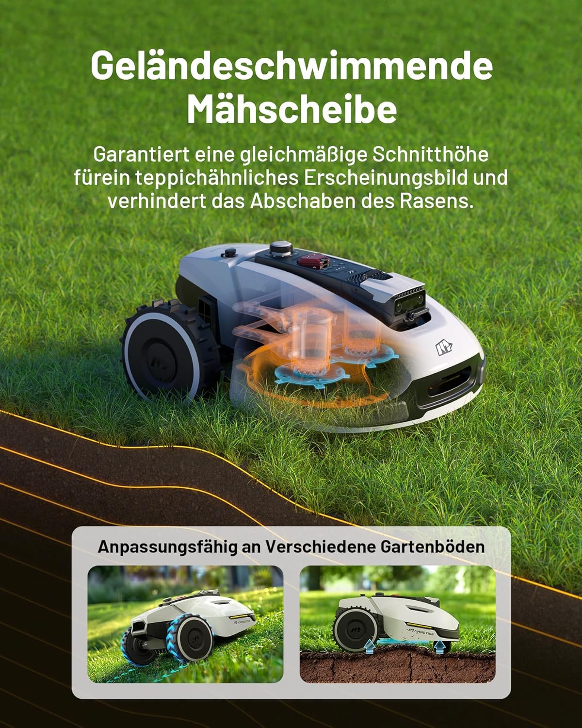 MAMMOTION YUKA 2000 Mähroboter ohne Begrenzungskabel, Max. 2400m², NetRTK+Vision, Keine RTK-Antenne, Auto-Kartierung, Empf. 2000m²