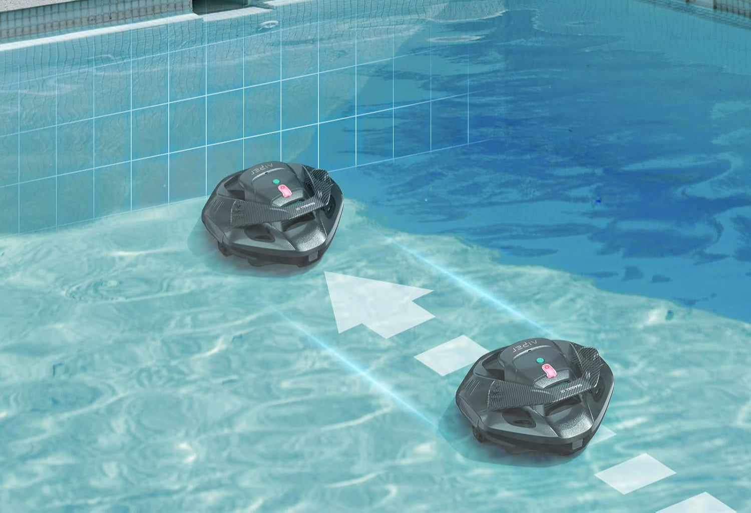 AIPER Poolroboter, Kabellos Poolsauger Akku, Bodensauger mit 90 Min Laufzeit, Automatisches Parken, Dual-Antriebsmotoren & LED-Anzeigen, Ideal für Flachem Boden Pool bis zu 80 m²