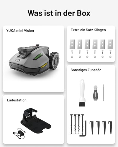 Mammotion YUKA mini Vision Mähroboter ohne Begrenzungskabel, Kein RTK, Empf. 700 m², Triple-Cam AI Vision Navigation Rasenmäher Roboter, Automatische Kartierung&Hindernisvermeidung, App-Steuerung
