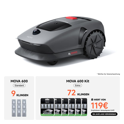 MOVA 600 Kit, Rasenmäher Roboter mit 81x Ersatzmesser,3D-LiDAR Mähroboter ohne Begrenzungskabel & genaue Kartierung bis 800 m²