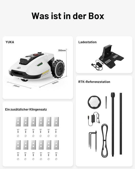 MAMMOTION YUKA 2000 Mähroboter ohne Begrenzungskabel, Max. 2400m², NetRTK+Vision, Keine RTK-Antenne, Auto-Kartierung, Empf. 2000m²