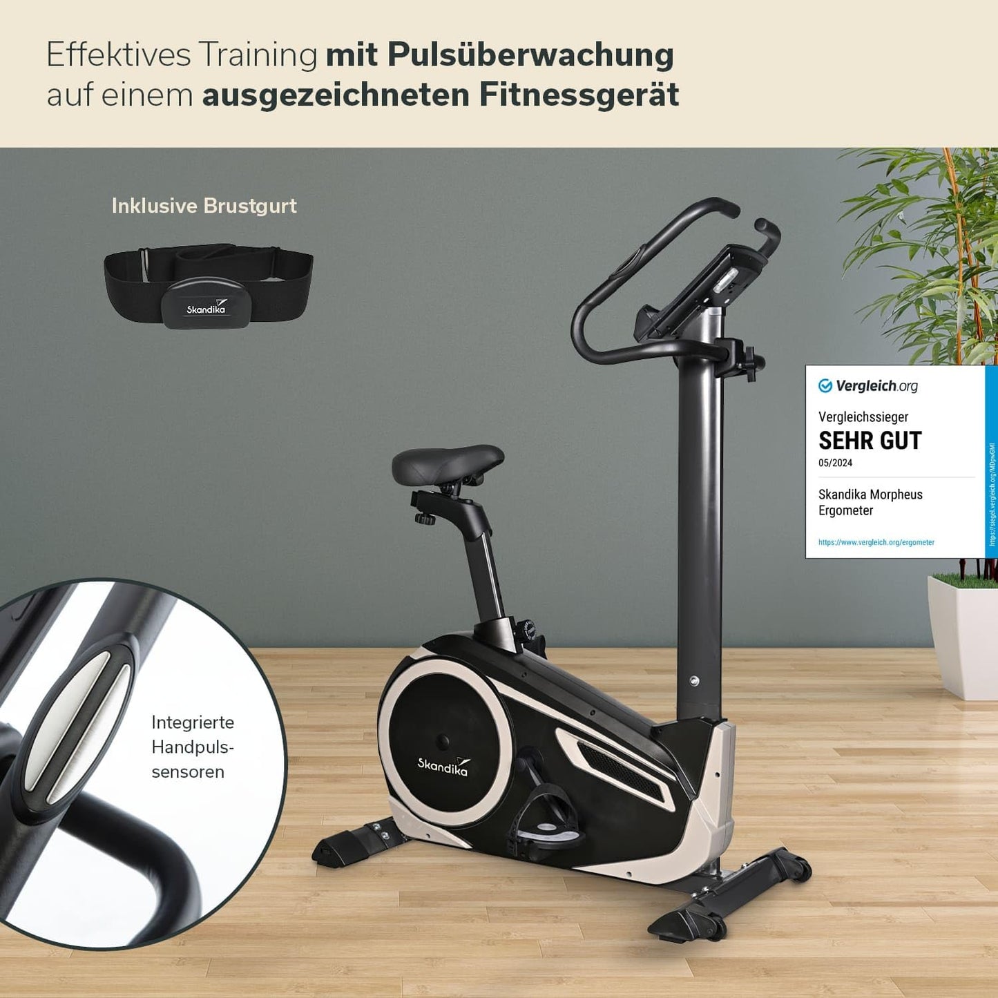 Skandika Ergometer Morpheus – Bluetooth Fitnessbike mit Puls