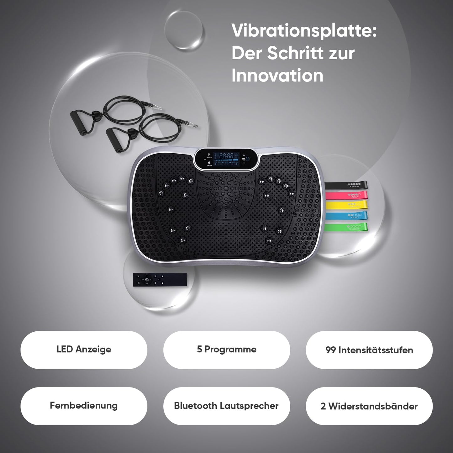 WeightWorld Vibrationsplatte – Fitnessgerät mit Bluetooth & 99 Stufen