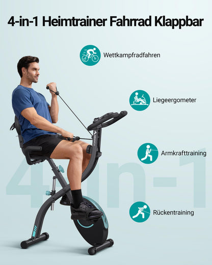 MERACH 4-in-1 Heimtrainer Klappbar – Ergometer mit App & Puls
