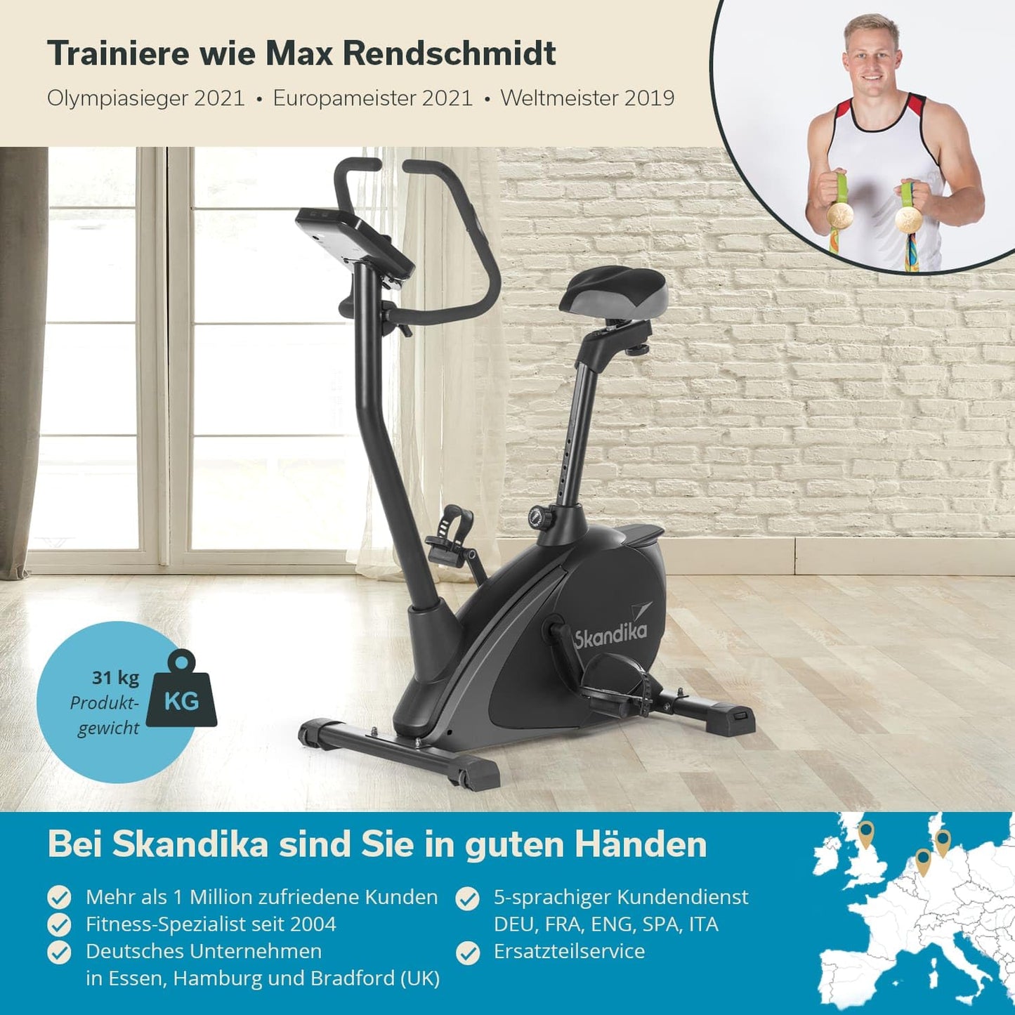 Skandika Ergometer Vinneren – Bluetooth Fitnessbike mit App