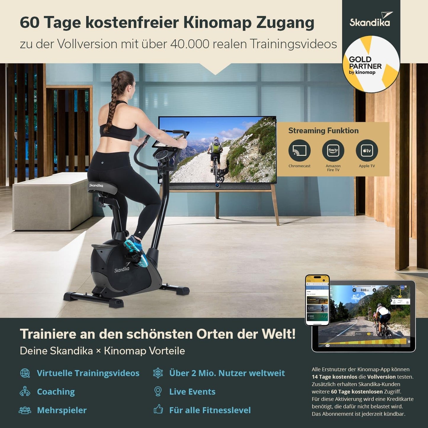 Skandika Ergometer Vinneren – Bluetooth Fitnessbike mit App