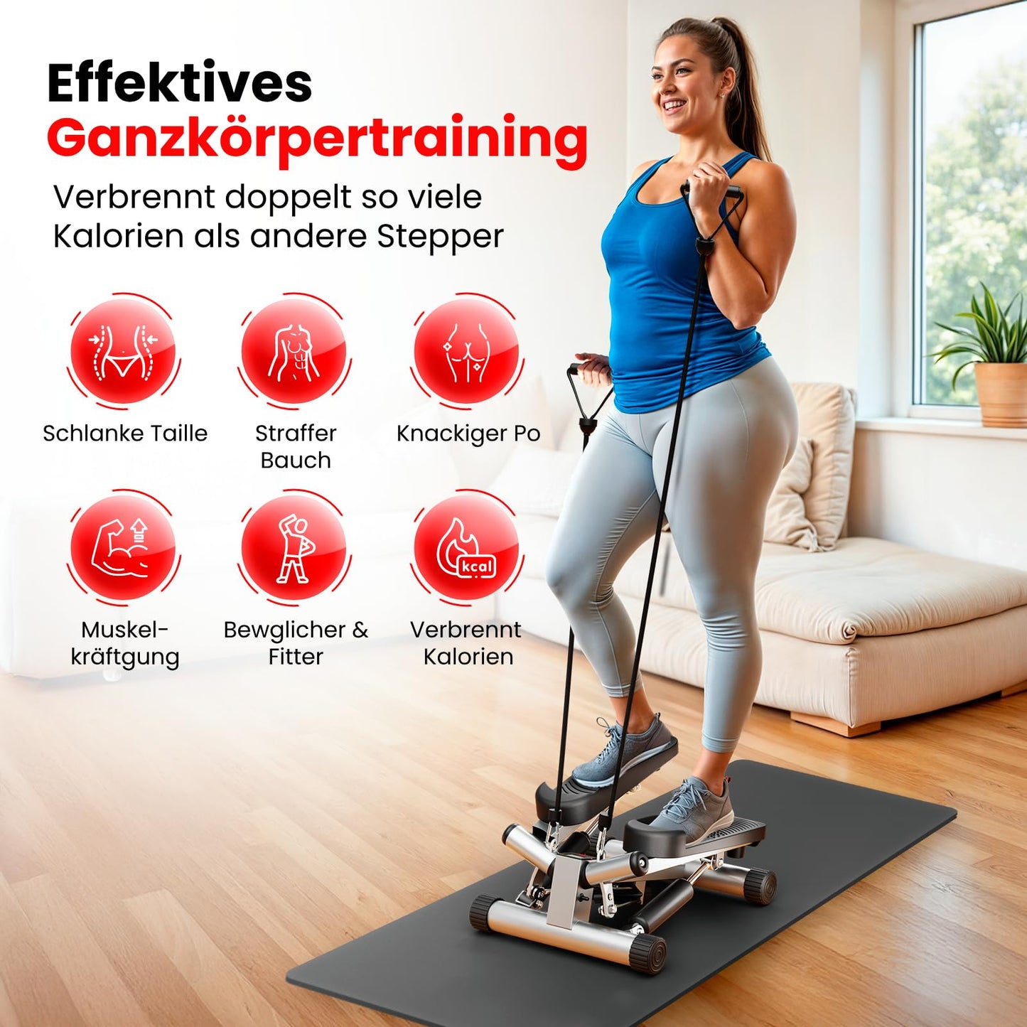Ultrasport Swing Stepper – Kompakter Hometrainer mit Computer