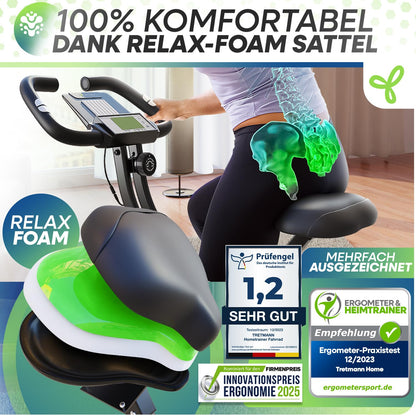 TRETMANN Klappbarer Heimtrainer Ergometer – Leise bis 150 kg