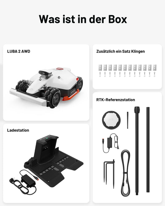 MAMMOTION LUBA 2 AWD 3000X Mähroboter ohne Begrenzungskabel, NetRTK+Vision, Keine RTK-Antenne erforderlich, Auto-Kartierung
