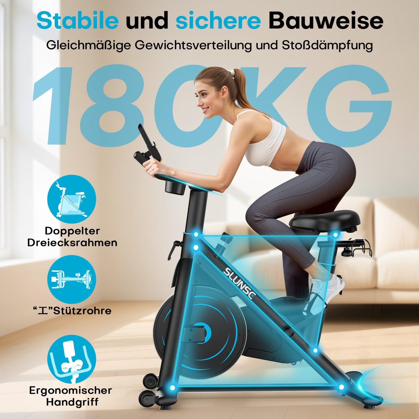 SLUNSE Heimtrainer Ergometer – Leise mit App & Magnetwiderstand
