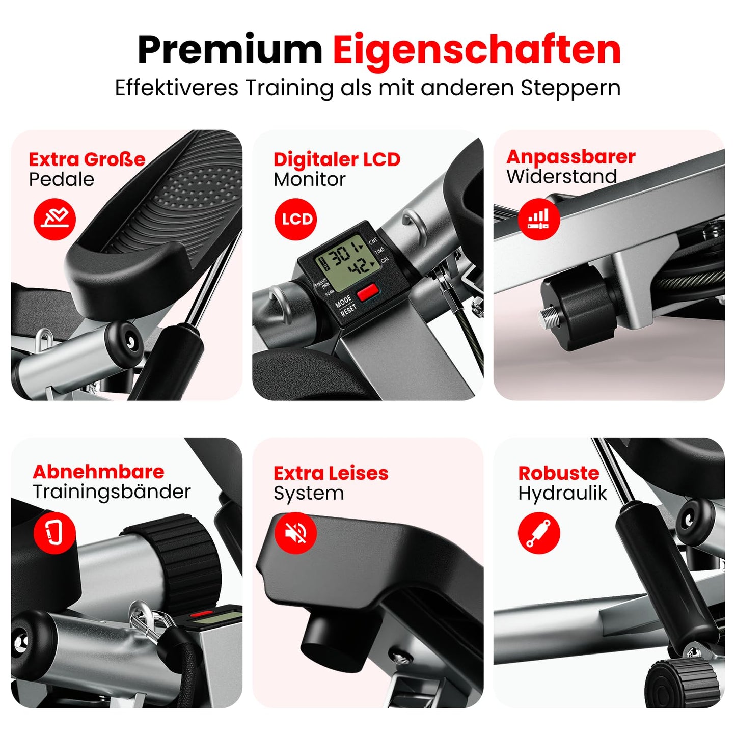 Ultrasport Swing Stepper – Kompakter Hometrainer mit Computer