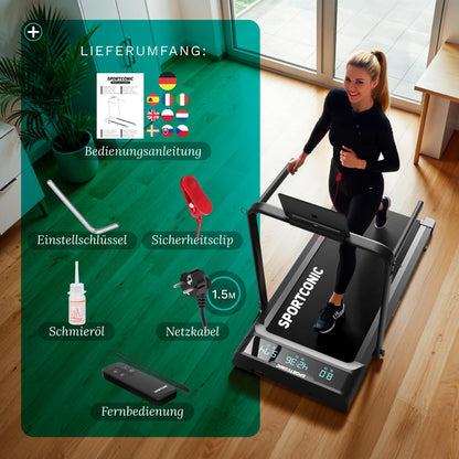 Sportconic Laufband Klappbar – 1–12 km/h mit Steigung