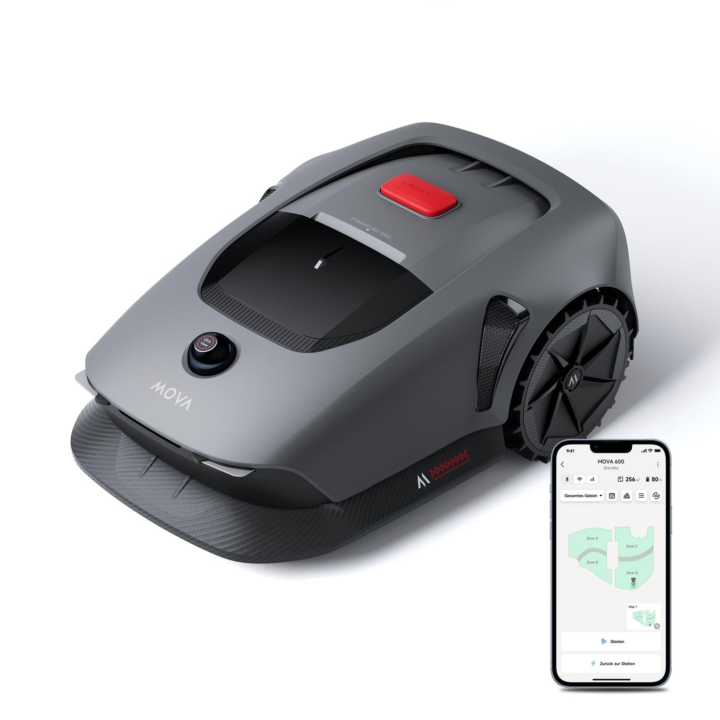 MOVA 600 Kit, Rasenmäher Roboter mit 81x Ersatzmesser,3D-LiDAR Mähroboter ohne Begrenzungskabel & genaue Kartierung bis 800 m²