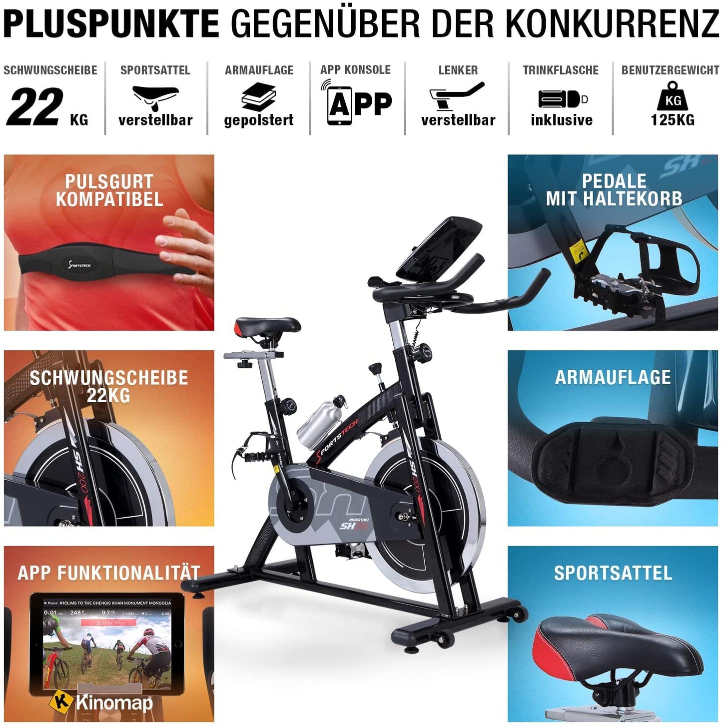 Sportstech SX200 Ergometer – 22 kg Schwungrad mit App