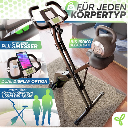 TRETMANN Klappbarer Heimtrainer Ergometer – Leise bis 150 kg