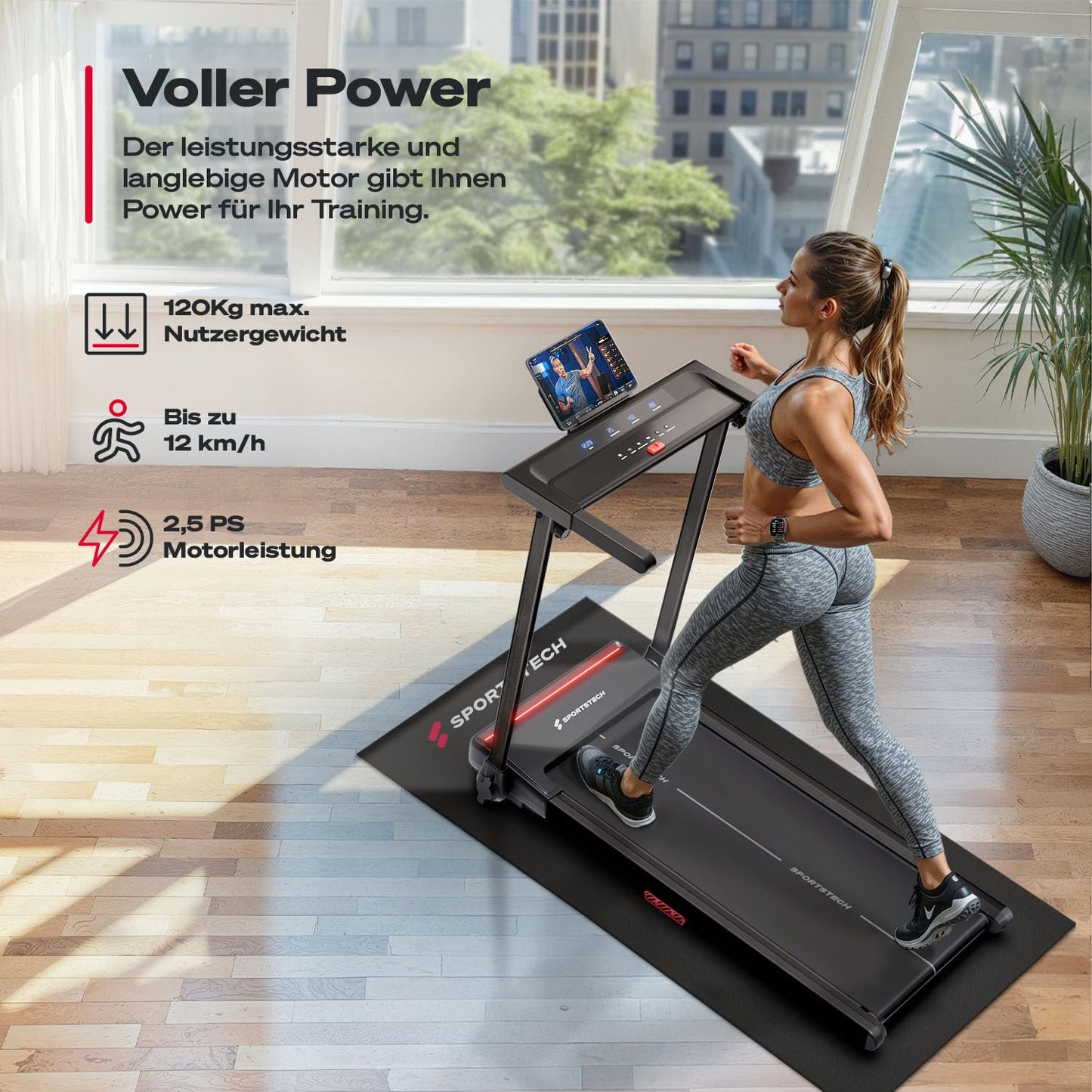 Sportstech Laufband sProRun – Klappbar 12 km/h mit Bluetooth