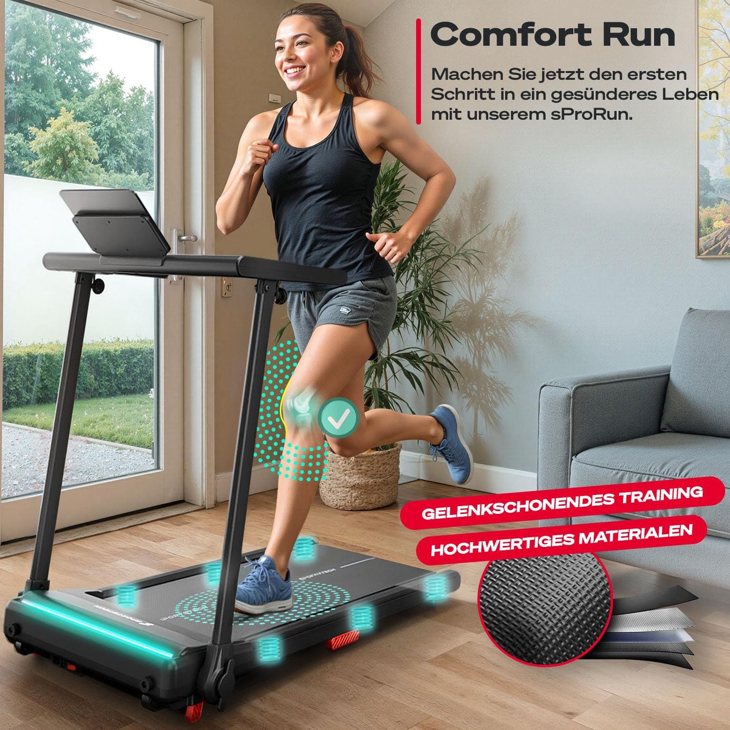 Sportstech Laufband sProRun – Klappbar 12 km/h mit Bluetooth