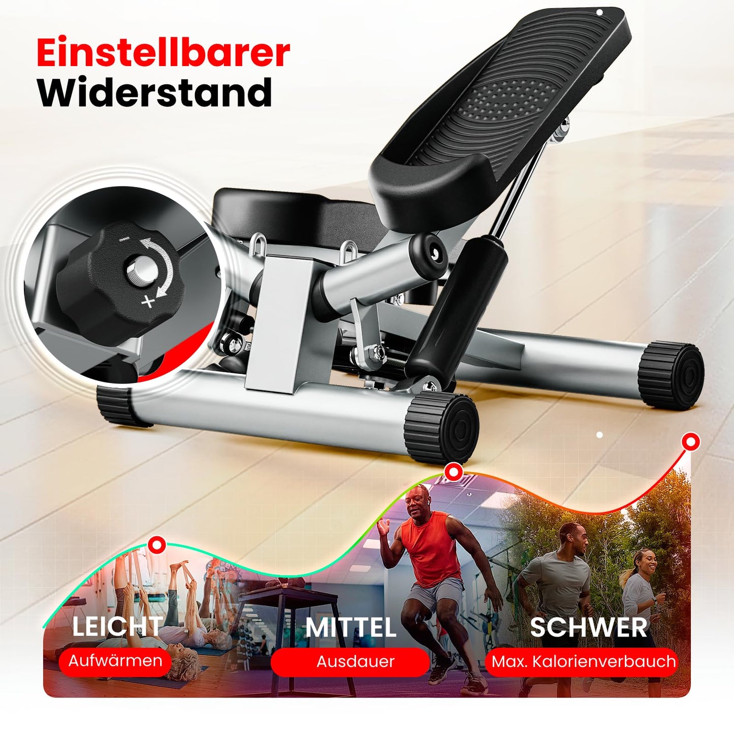 Ultrasport Swing Stepper – Kompakter Hometrainer mit Computer