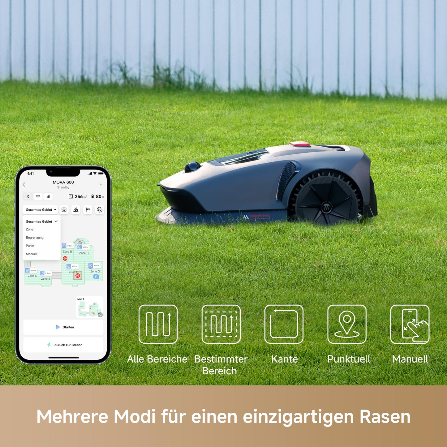 MOVA 600 Kit, Rasenmäher Roboter mit 81x Ersatzmesser,3D-LiDAR Mähroboter ohne Begrenzungskabel & genaue Kartierung bis 800 m²