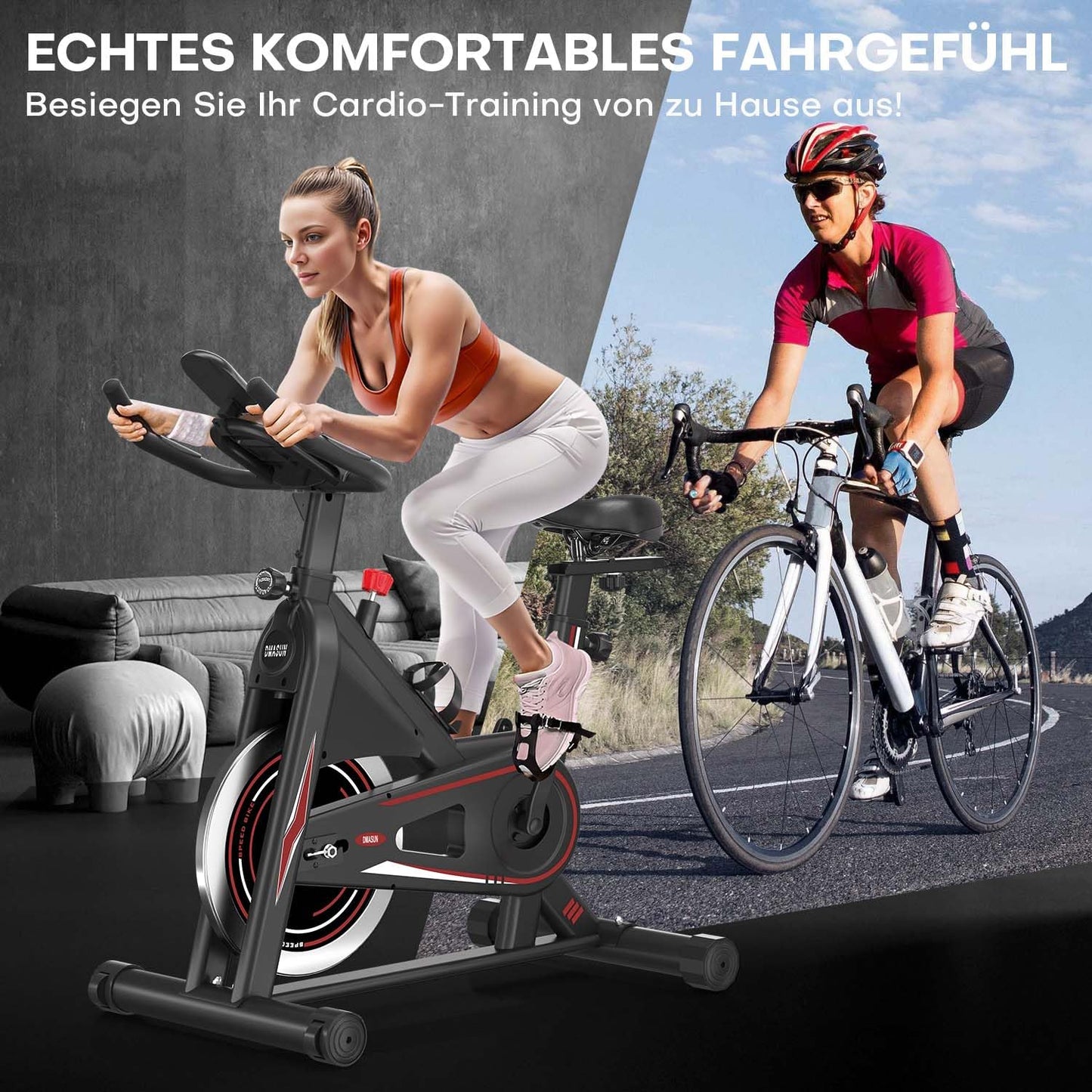 [Aktualisiert] Heimtrainer Fahrrad, DMASUN Ergometer Hometrainer Fahrrad mit Einstellbarem Magnetischem Widerstand, Kardio Training Indoor Cycling Bike Höhenverstellbar, Fitnessbike 160kg Belastbar