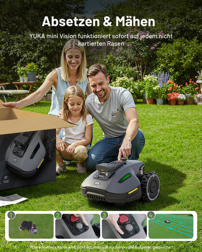 Mammotion YUKA mini Vision Mähroboter ohne Begrenzungskabel, Kein RTK, Empf. 700 m², Triple-Cam AI Vision Navigation Rasenmäher Roboter, Automatische Kartierung&Hindernisvermeidung, App-Steuerung
