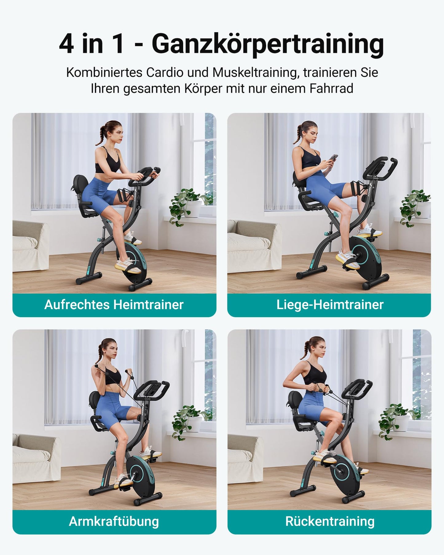 MERACH 4-in-1 Heimtrainer Klappbar – Ergometer mit App & Puls